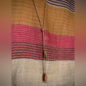 Unakite Stone Two-Layer Necklace - Gold Colored